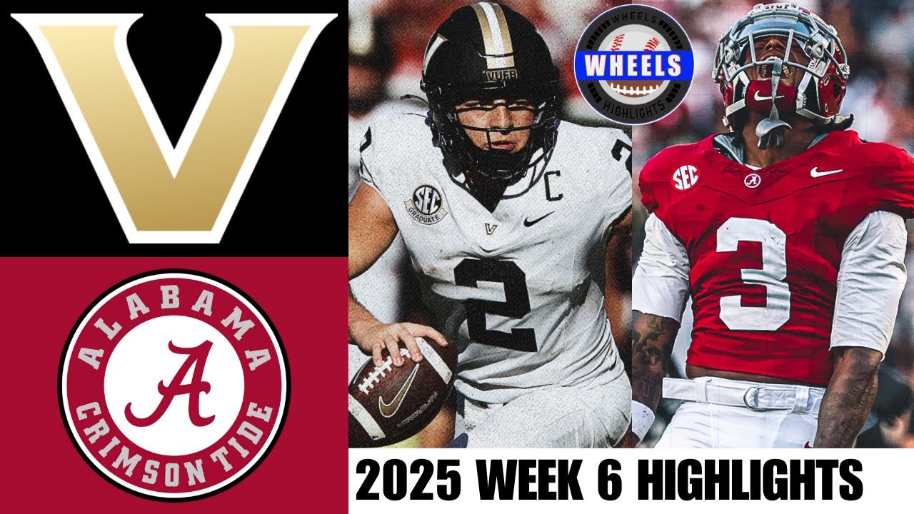 #16 Vanderbilt vs #10 Alabama | Week 6 | 2025 College Football Highlights