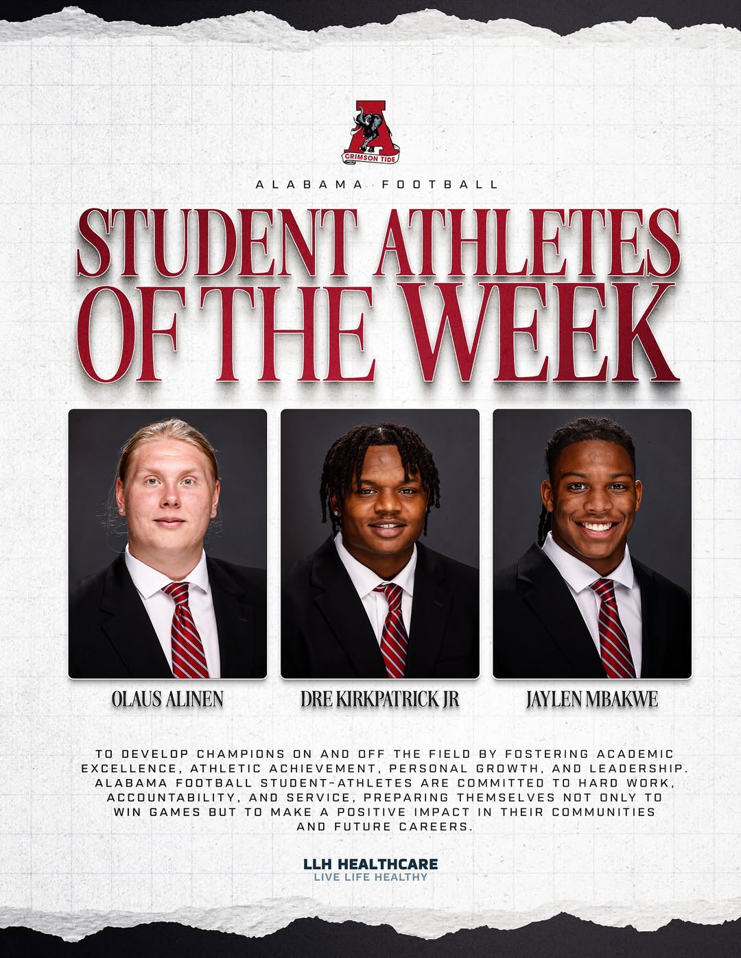 Student-Athletes of the Week! 
 
@olausalinen 
@drekirk21 
@mbakwe 

#RollTide |…