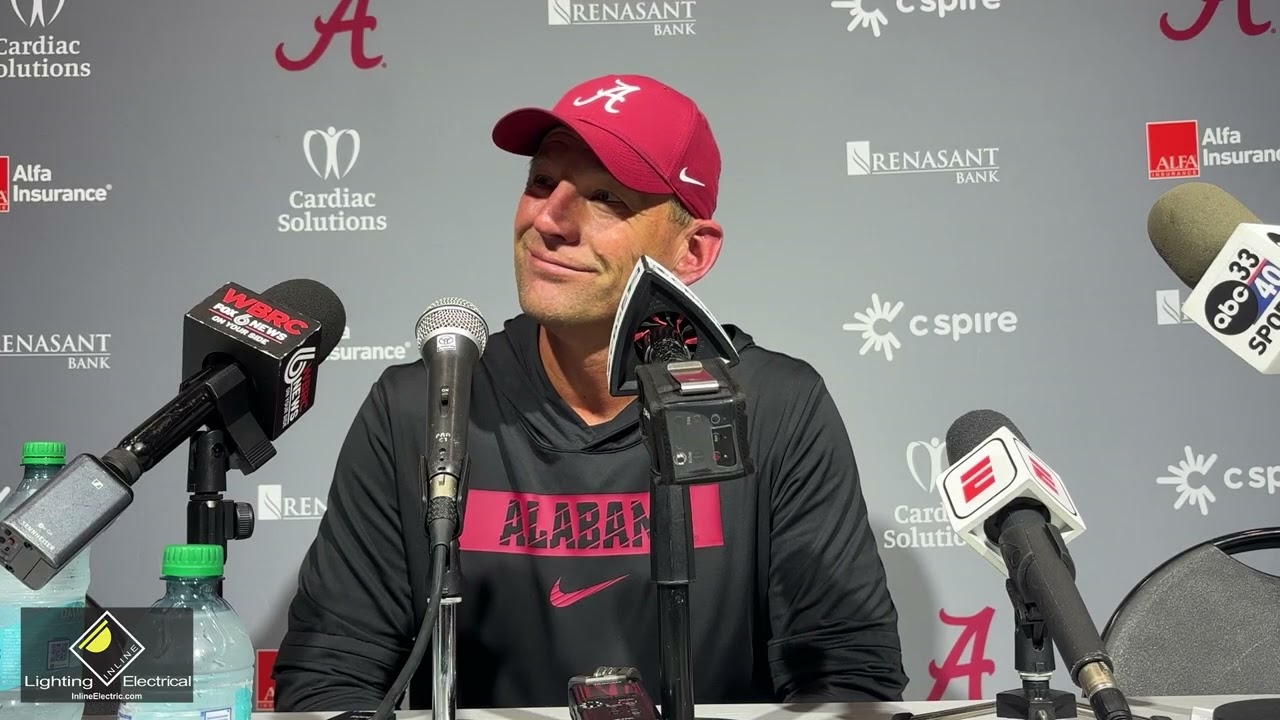 Kalen DeBoer addresses the media following Alabama’s 24-21 win over Georgia