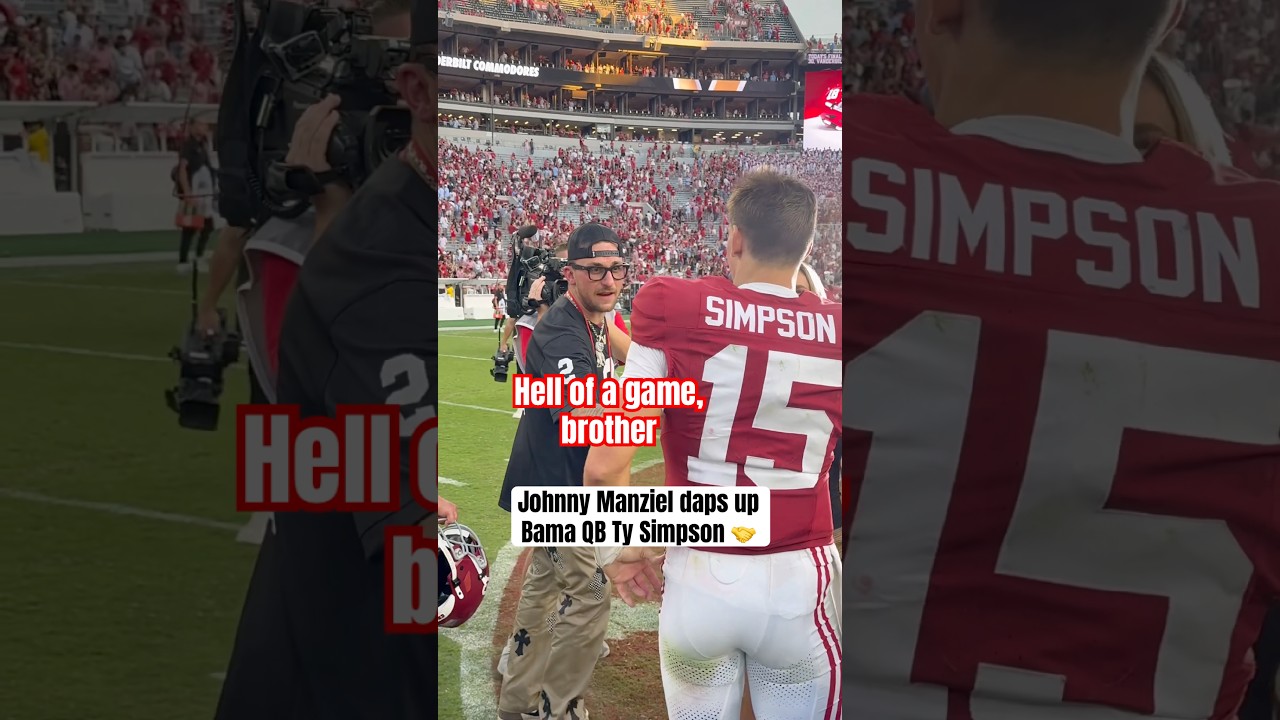 Manziel shows love to Ty Simpson after Bama’s win ❤️ (via MatthewMason__/X)