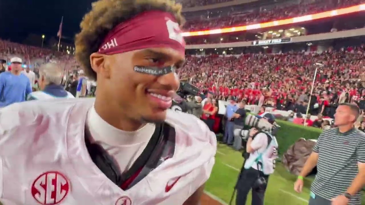 Alabama players go wild after beating Georgia.