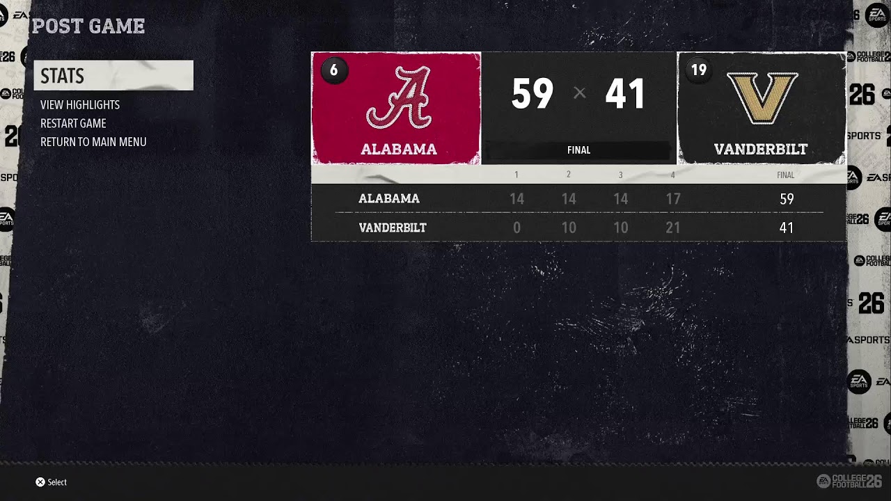 ALABAMA vs VANDERBILT COLLEGE FOOTBALL LIVE #ncaa #sports #live #gaming #cfb26