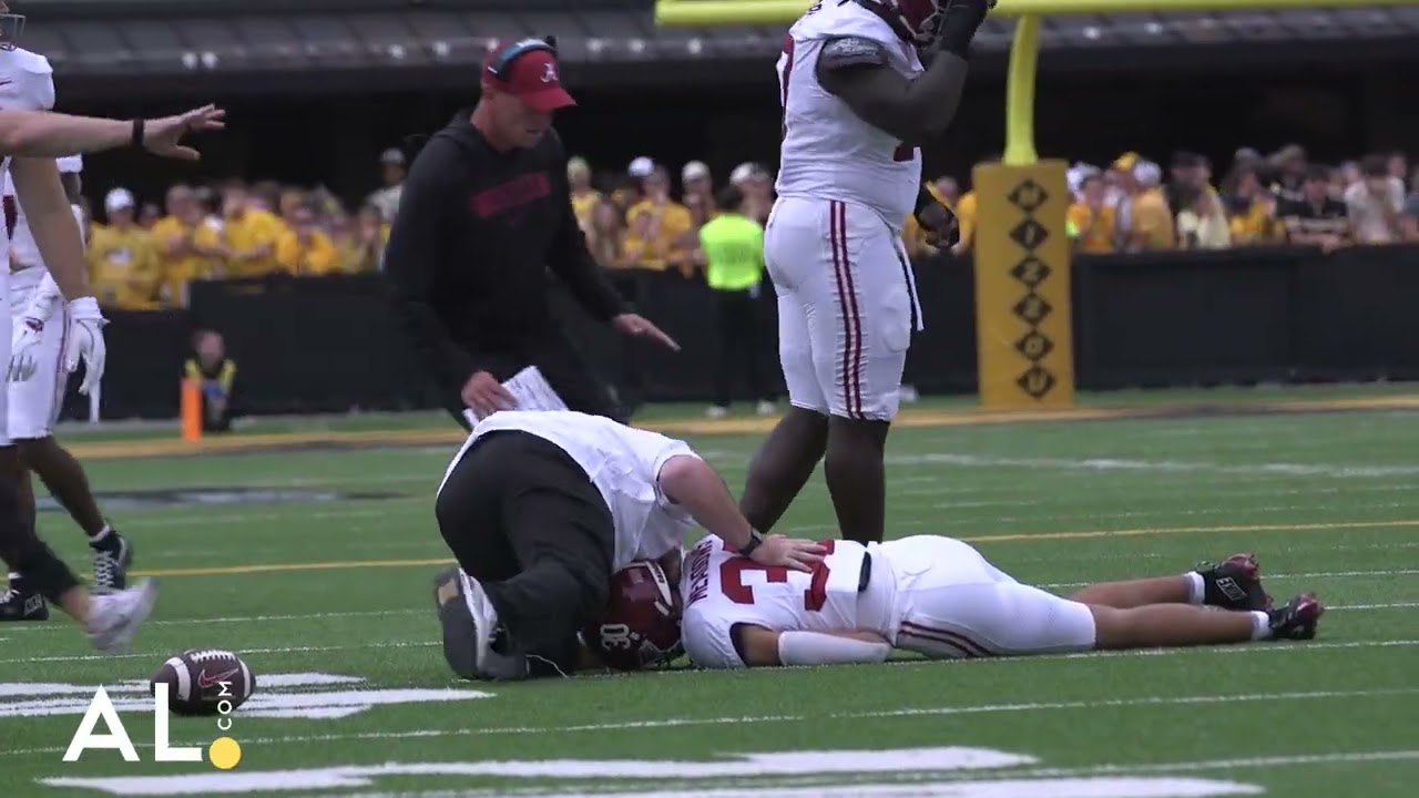 Scary moment as Alabama WR Derek Meadows takes a brutal hit – leads to a targeting call
