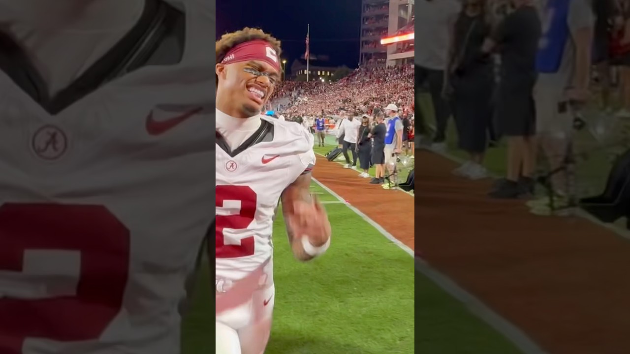 Alabama players celebrate after beating Georgia